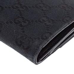 Pre Owned محفظة كونتينينتال غوتشي جاكي جلد وكانفاس جي جي سوداء