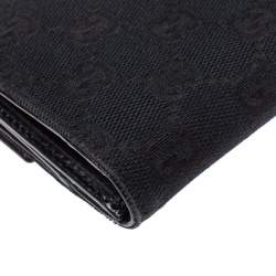 Pre Owned محفظة كونتينينتال غوتشي جاكي جلد وكانفاس جي جي سوداء