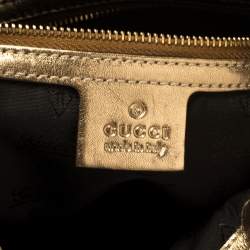 مملوكة مسبقًا Gucci Gold/Beige GG Crystal Canvas and Leather Medium Babouska Indy Hobo