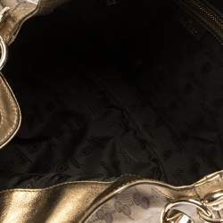 مملوكة مسبقًا Gucci Gold/Beige GG Crystal Canvas and Leather Medium Babouska Indy Hobo