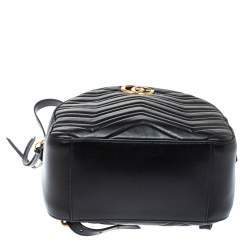 Pre Owned Gucci Black Matelasse Leather GG Marmont Backpack