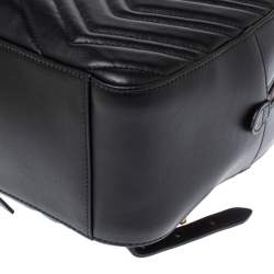 Pre Owned Gucci Black Matelasse Leather GG Marmont Backpack