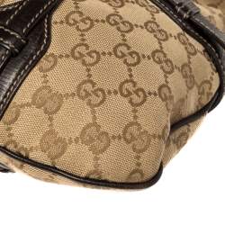 Pre Owned حقيبة هوبو غوتشى أنيفيرسارى 85 th جلد وكانفاس جى جى بنيه / بيج 