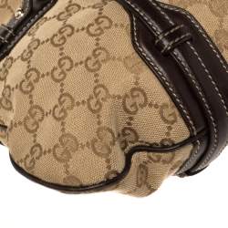 Pre Owned حقيبة هوبو غوتشى أنيفيرسارى 85 th جلد وكانفاس جى جى بنيه / بيج 