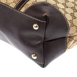 Pre Owned حقيبة يد غوتشى لوفلى هارت صغيرة جلد وكانفاس جى جى بنيه / بيج