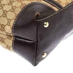 Pre Owned حقيبة يد غوتشى لوفلى هارت صغيرة جلد وكانفاس جى جى بنيه / بيج