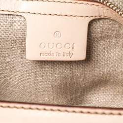 Pre Owned Gucci White Floral Print Canvas and Leather Small Horsebit Hobo    