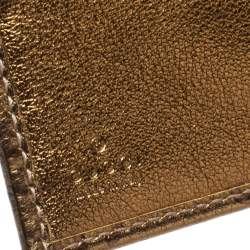 Pre Owned Gucci Metallic Gold Guccissima Leather French Flap Wallet