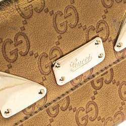 Pre Owned Gucci Metallic Gold Guccissima Leather French Flap Wallet