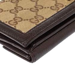 Pre Owned محفظة غوتشي جي كونتيننتال حافة جلد وكانفاس جي جي بنية