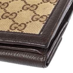 Pre Owned محفظة غوتشي جي كونتيننتال حافة جلد وكانفاس جي جي بنية