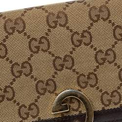 Pre Owned محفظة غوتشي جي كونتيننتال حافة جلد وكانفاس جي جي بنية
