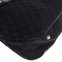 Pre Owned Gucci Black GG Canvas and Leather Anita Bamboo Hobo