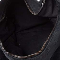 Pre Owned Gucci Black GG Canvas and Leather Horsebit Hobo