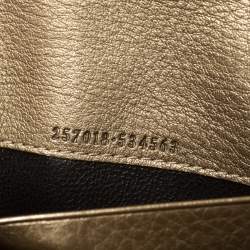مملوكة مسبقًا Gucci Metallic Beige Leather Bamboo Continental Wallet