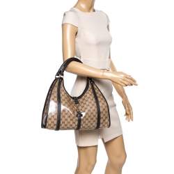 Pre Owned حقيبة كتف غوتشى جوى متوسطة كانفاس كريستال جى جى بيج 