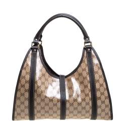 Pre Owned حقيبة كتف غوتشى جوى متوسطة كانفاس كريستال جى جى بيج 