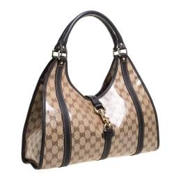 Pre Owned حقيبة كتف غوتشى جوى متوسطة كانفاس كريستال جى جى بيج 