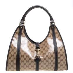 Pre Owned حقيبة كتف غوتشى جوى متوسطة كانفاس كريستال جى جى بيج 