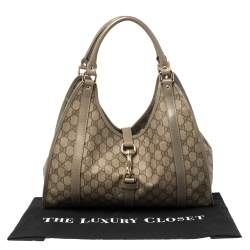مملوكة مسبقًا Gucci Beige/Grey GG Supreme Coated Canvas and Leather Bardot Joy Hobo