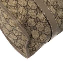 مملوكة مسبقًا Gucci Beige/Grey GG Supreme Coated Canvas and Leather Bardot Joy Hobo