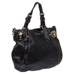 Pre Owned حقيبة كتف غوتشي كرست بول جلد سوداء