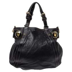 Pre Owned حقيبة كتف غوتشي كرست بول جلد سوداء
