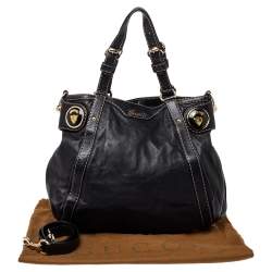 Pre Owned حقيبة كتف غوتشي كرست بول جلد سوداء