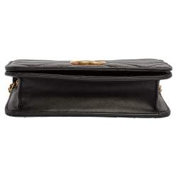 Pre Owned Gucci Black Leather Mini Marmont Chain Bag