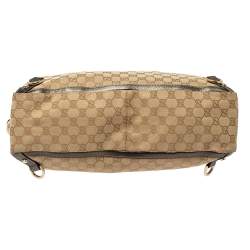 Pre Owned Gucci Beige/Metallic GG Canvas and Leather Abbey D-Ring Tote