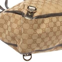 Pre Owned Gucci Beige/Metallic GG Canvas and Leather Abbey D-Ring Tote
