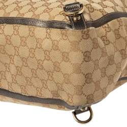 Pre Owned Gucci Beige/Metallic GG Canvas and Leather Abbey D-Ring Tote