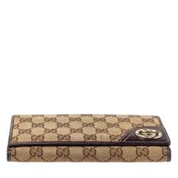 Pre Owned محفظة غوتشي بريت كونتيننتال جلد و كانفاس جي جي بني و بيج