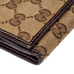 Pre Owned محفظة غوتشي بريت كونتيننتال جلد و كانفاس جي جي بني و بيج