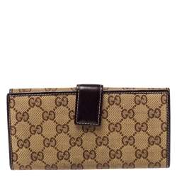 Pre Owned محفظة غوتشي بريت كونتيننتال جلد و كانفاس جي جي بني و بيج