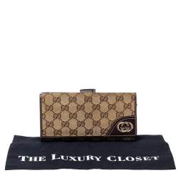 Pre Owned محفظة غوتشي بريت كونتيننتال جلد و كانفاس جي جي بني و بيج