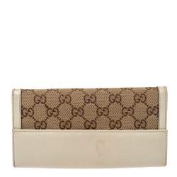 Pre Owned محفظة غوتشي جي كونتيننتال جلد و كانفاس جي جي  بني
