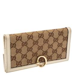 Pre Owned محفظة غوتشي جي كونتيننتال جلد و كانفاس جي جي  بني