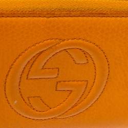 Pre Owned Gucci Orange Leather Soho Zip Around Wallet