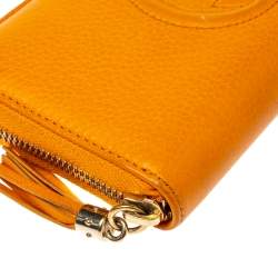 Pre Owned Gucci Orange Leather Soho Zip Around Wallet