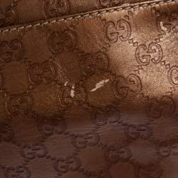 Pre Owned Gucci Bronze Guccissima Leather Medium Sukey Boston Bag