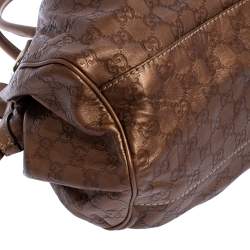 Pre Owned Gucci Bronze Guccissima Leather Medium Sukey Boston Bag