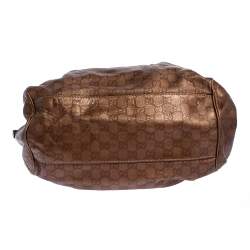 Pre Owned Gucci Bronze Guccissima Leather Medium Sukey Boston Bag