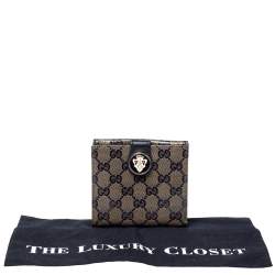 مملوكة مسبقًا Gucci Beige/Blue GG Crystal Coated Canvas and Leather Voyager Wallet