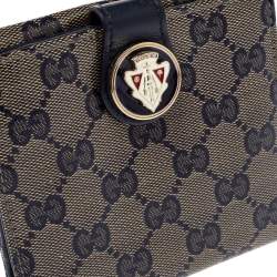 مملوكة مسبقًا Gucci Beige/Blue GG Crystal Coated Canvas and Leather Voyager Wallet