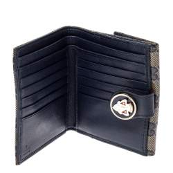 مملوكة مسبقًا Gucci Beige/Blue GG Crystal Coated Canvas and Leather Voyager Wallet