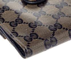 مملوكة مسبقًا Gucci Beige/Blue GG Crystal Coated Canvas and Leather Voyager Wallet