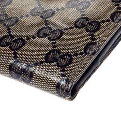 مملوكة مسبقًا Gucci Beige/Blue GG Crystal Coated Canvas and Leather Voyager Wallet