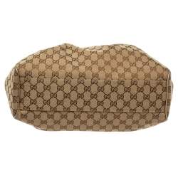 Pre Owned Gucci Beige GG Canvas and Leather Medium Sukey Tote