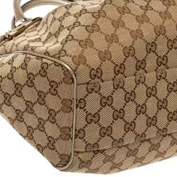 Pre Owned Gucci Beige GG Canvas and Leather Medium Sukey Tote